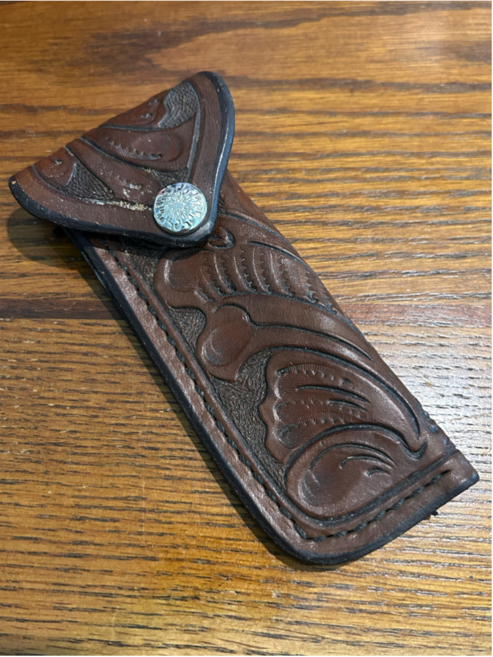 Men's Unbranded Leather Knife Sheath One Size Brown Silver